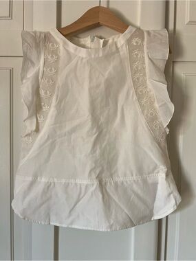 Chloe White Embroidered Ruffle Sleeve Top